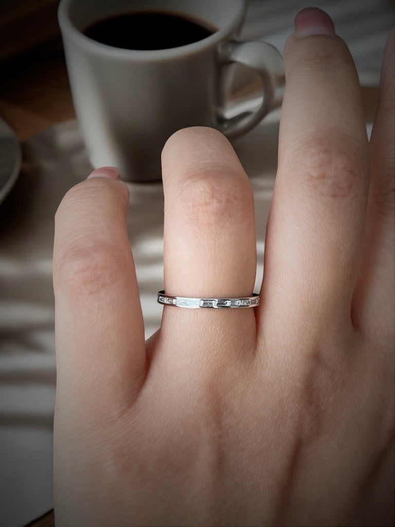 Minimal baguette silver ring Singapore
