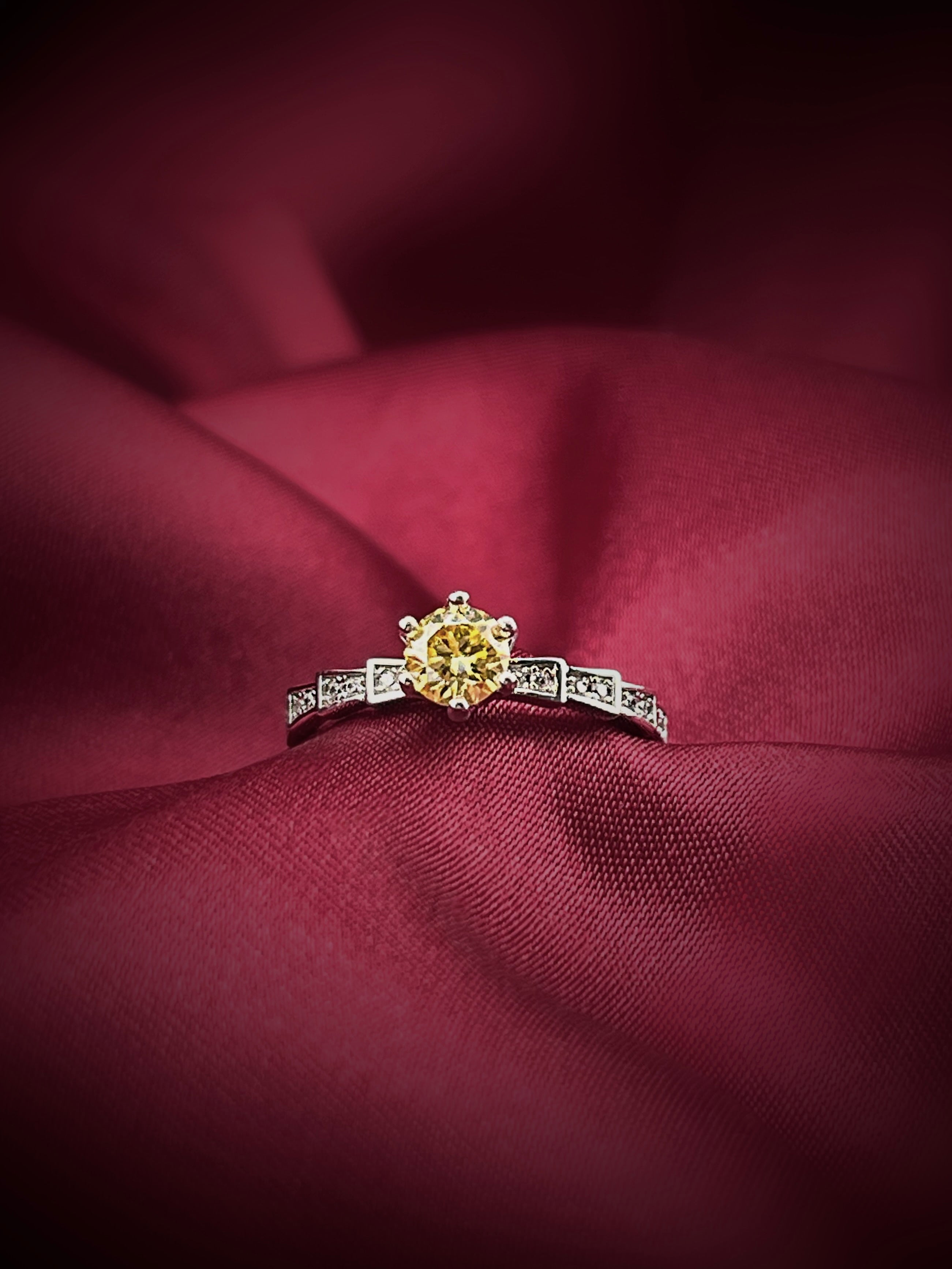 Yellow moissanite solitaire ring Singapore