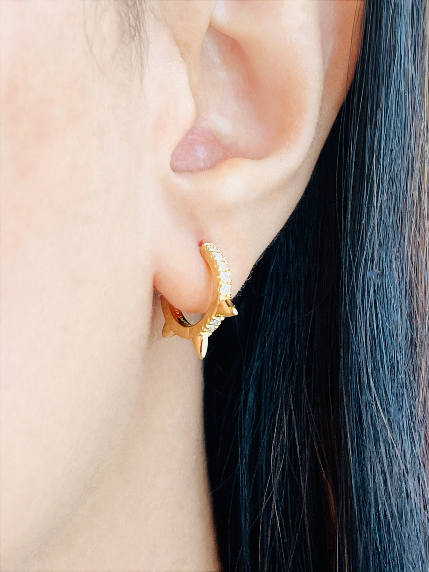 Moissanite Spike Huggie Earring