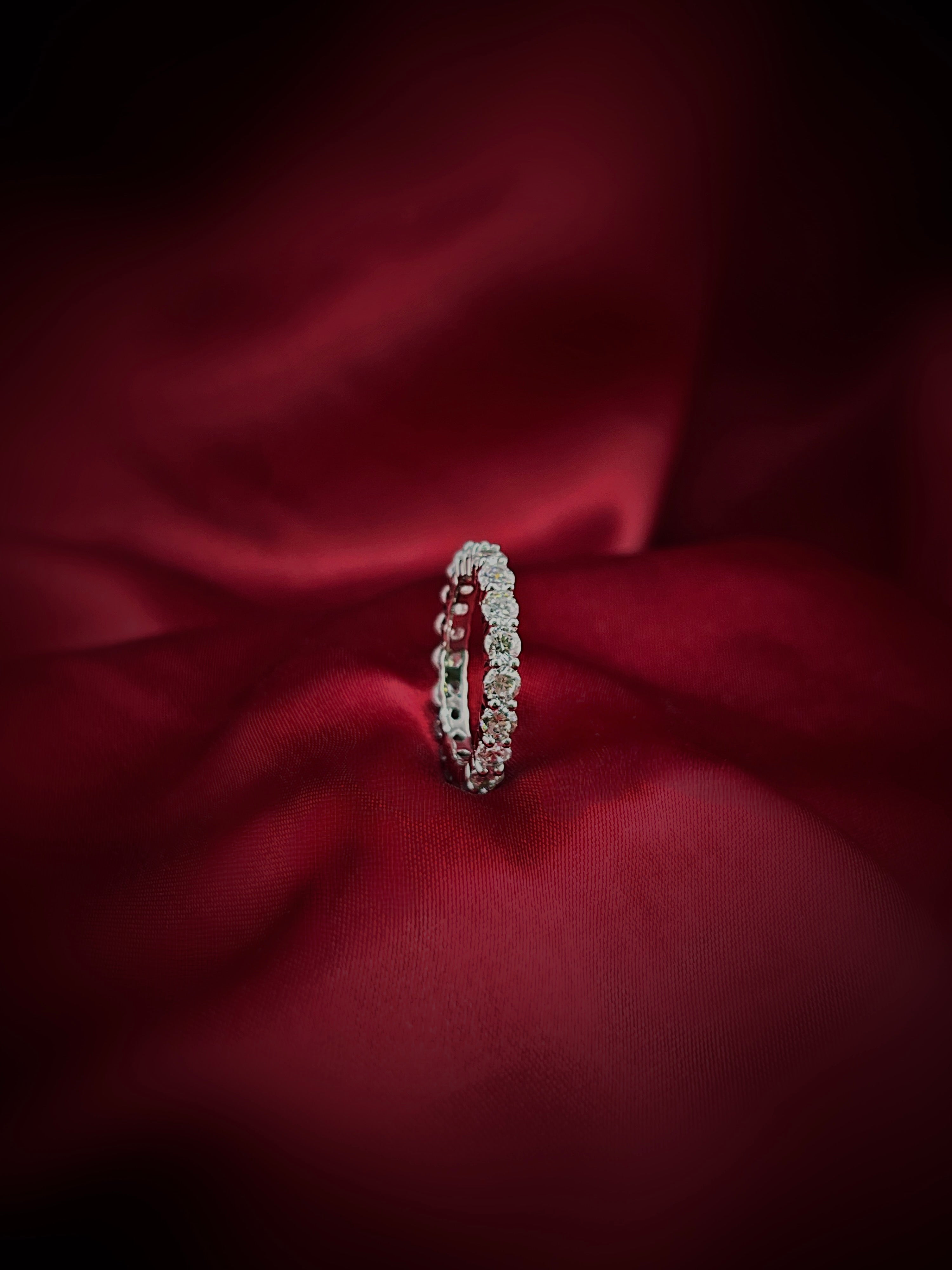 White moissanite eternity ring