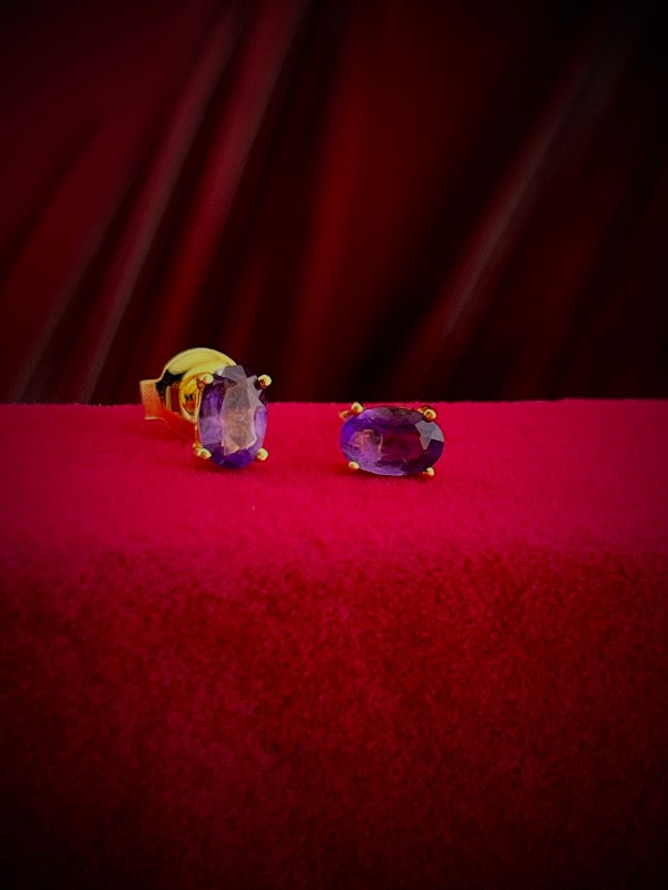Amethyst Stud earring - front view of earring