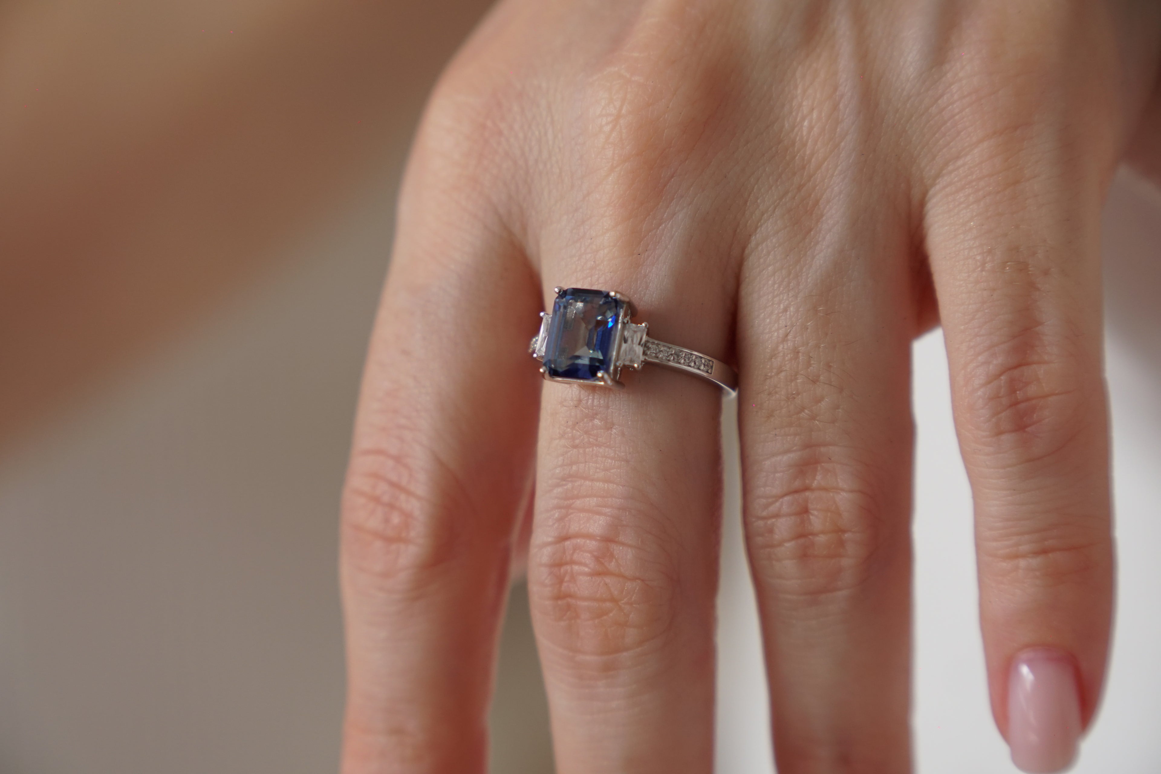 Blue Baguette Ring