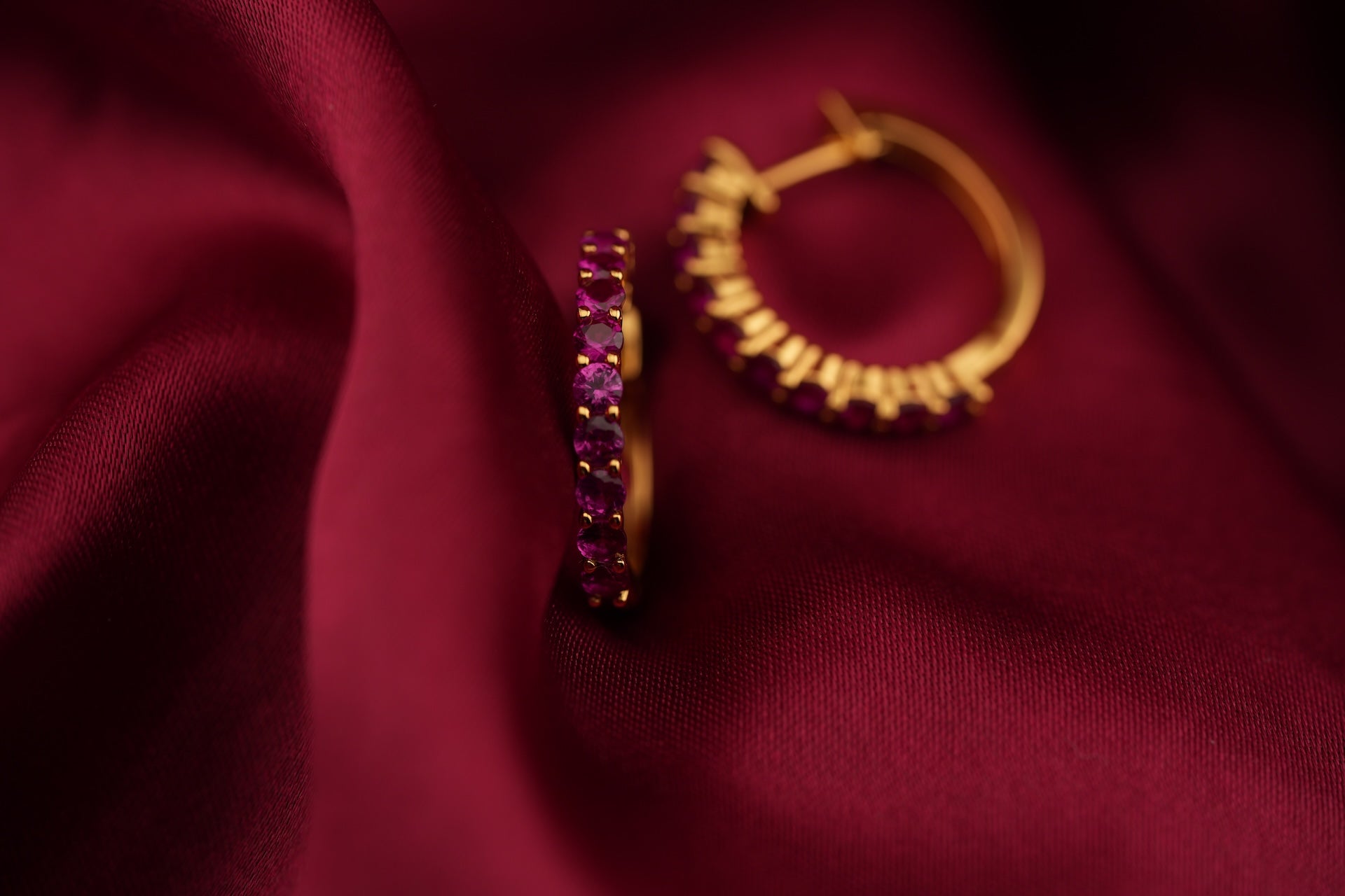 Haspiera Ruby gemstone everyday hoops