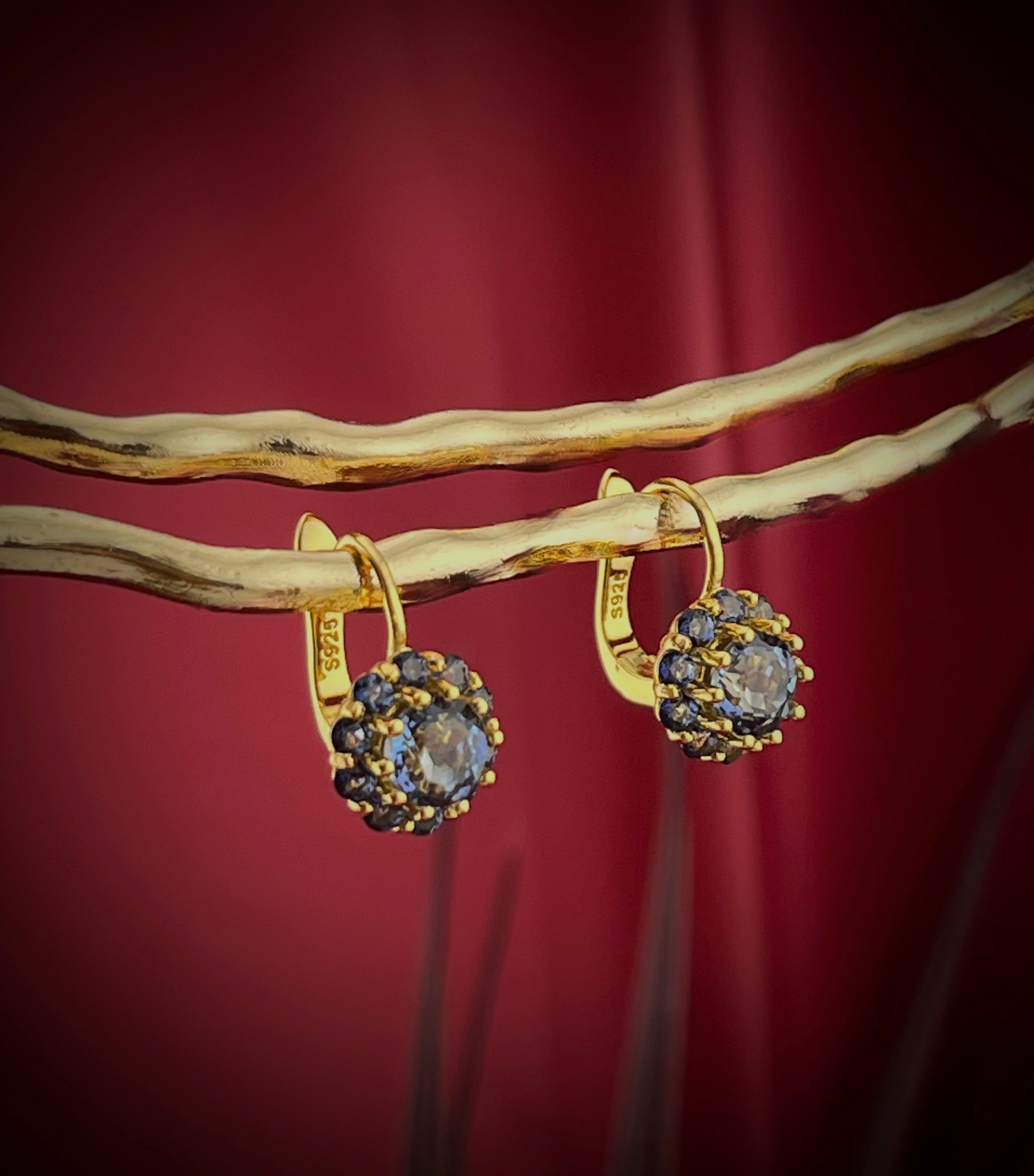 Blue quartz statement earrings Singapore