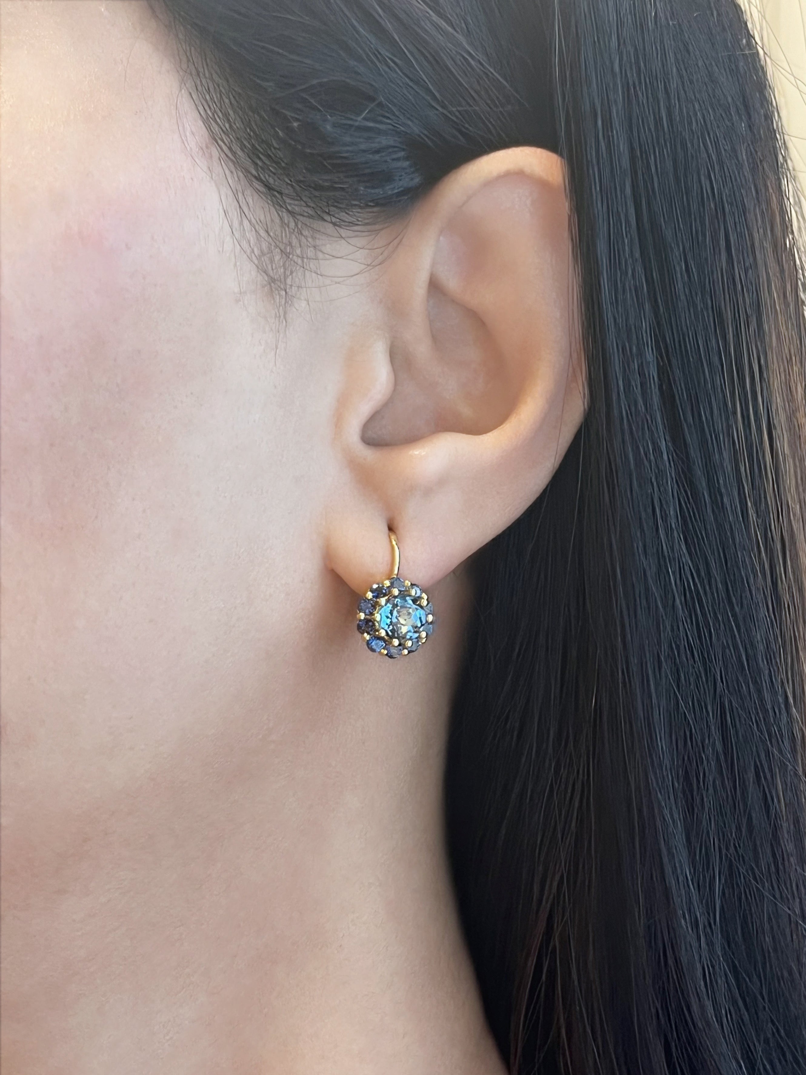 Shop Blue gemstone floral earrings