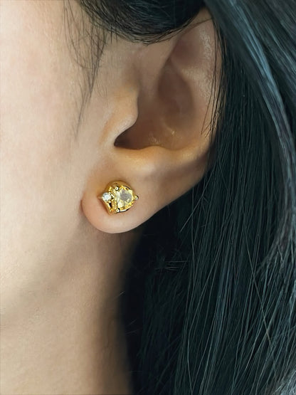 Golden heart stud earrings
