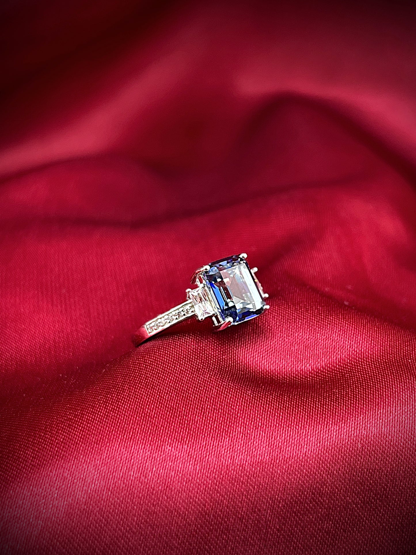 Blue Baguette Ring