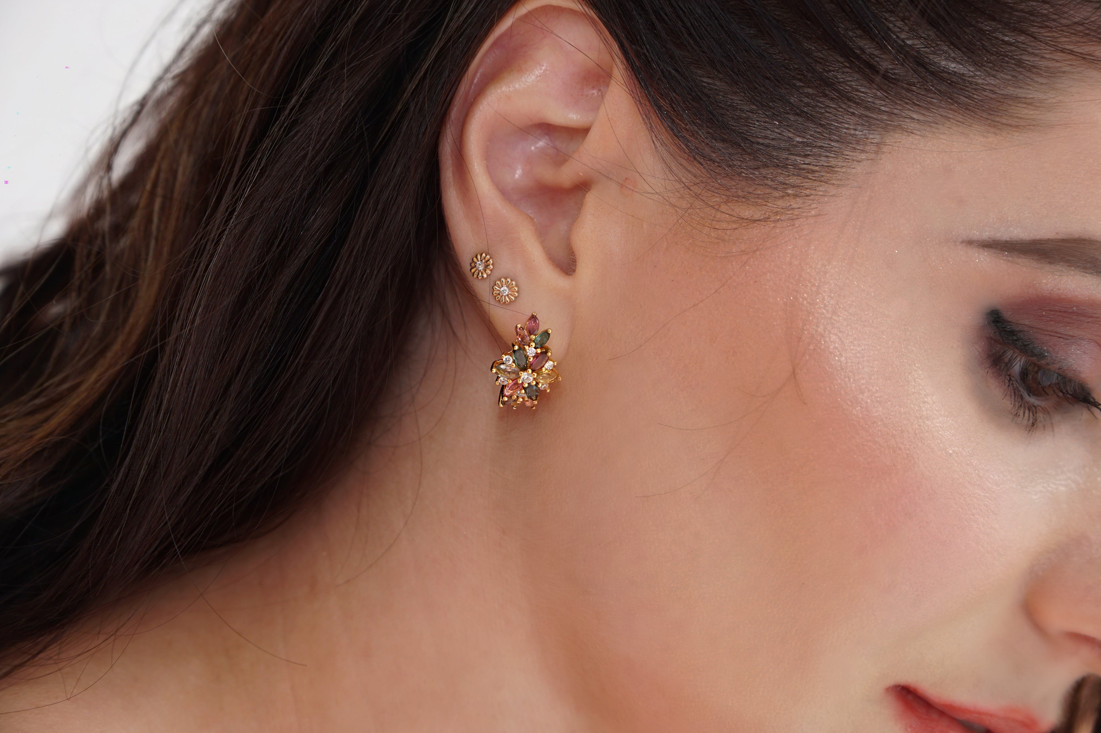 Haspiera Multicolour Petal Cluster Earrings