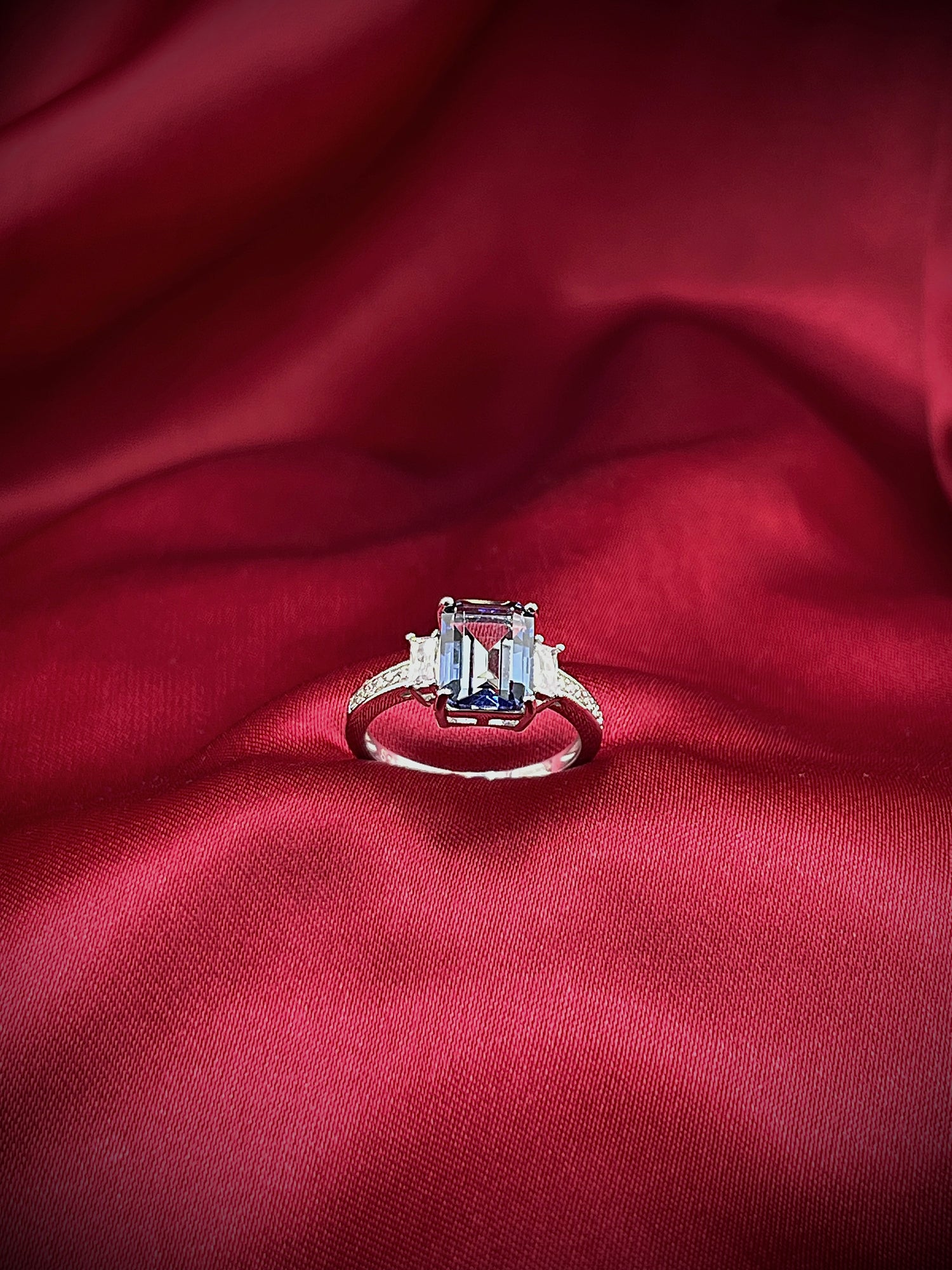 Blue Baguette Ring