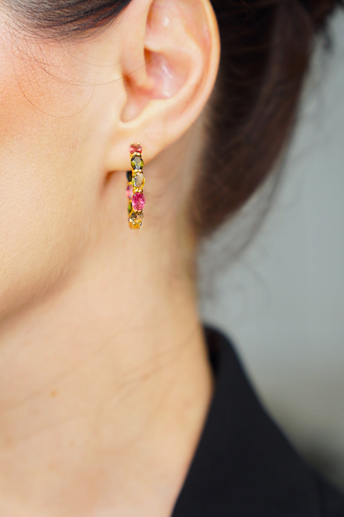 Shop Colorful Gemstone Hoops Earrings