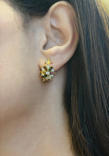 Multicolour Petals Cluster Earring