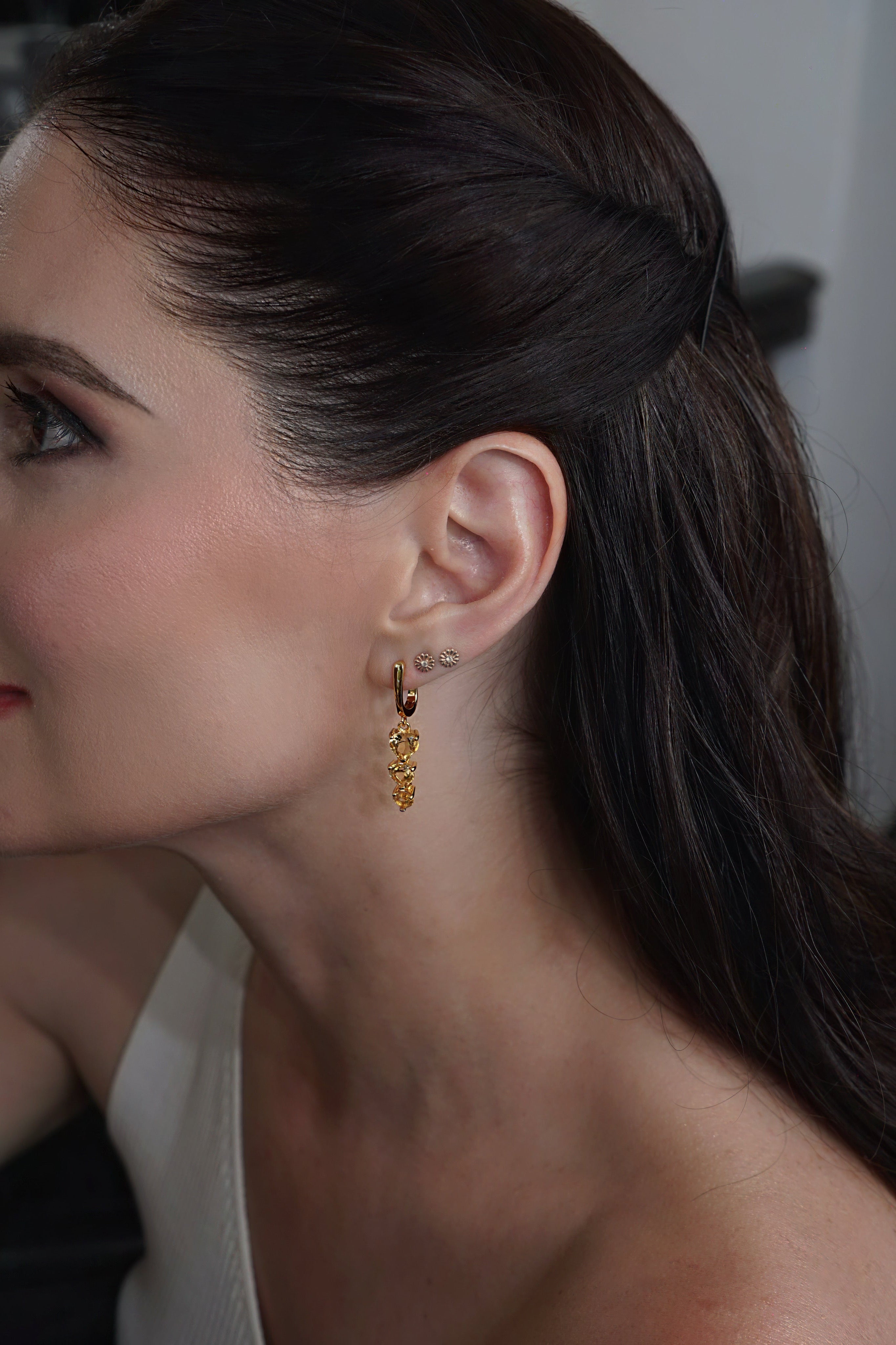 Haspiera Yellow Heart Citrine Dangle Earrings