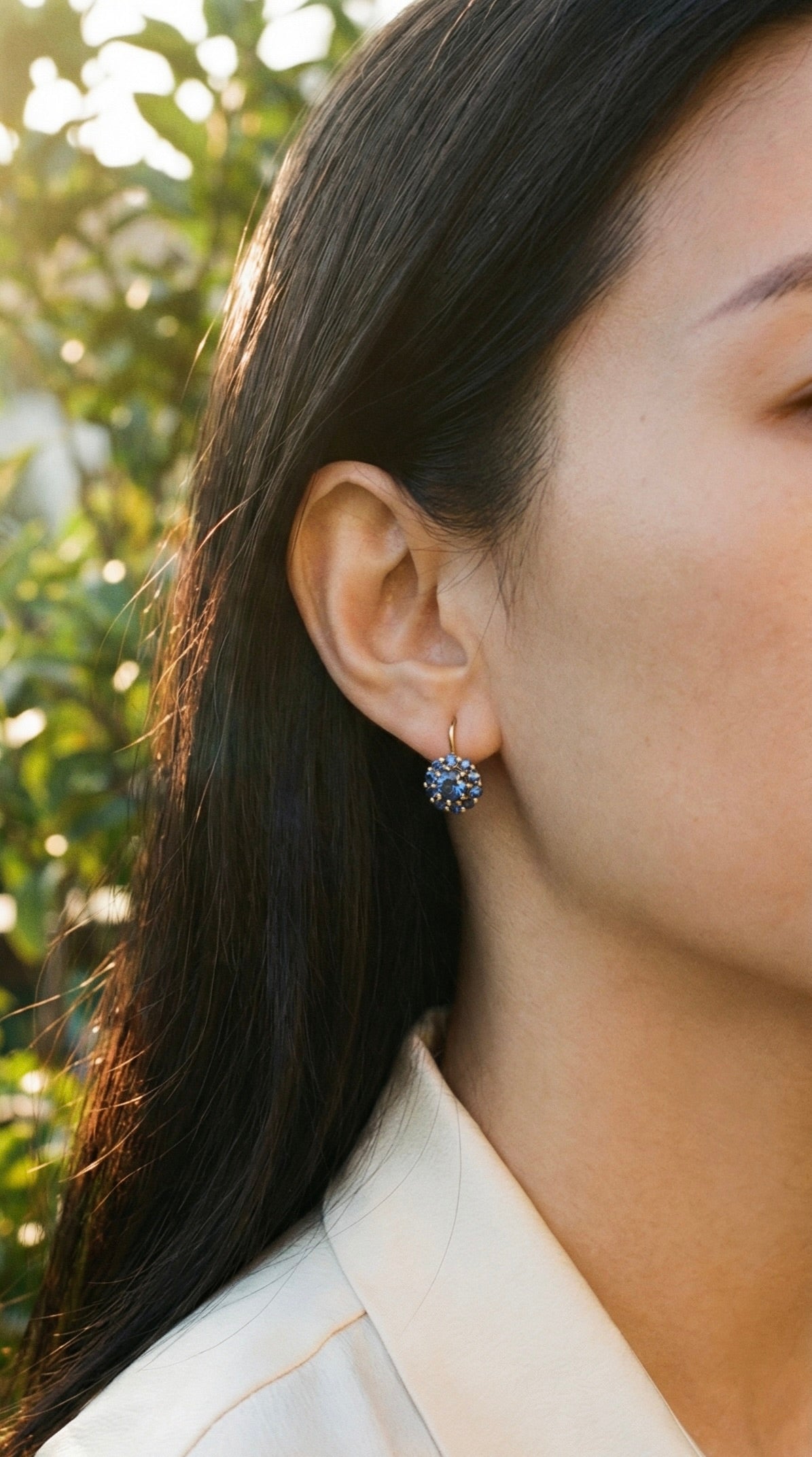 Mystic quartz blue flower earrings