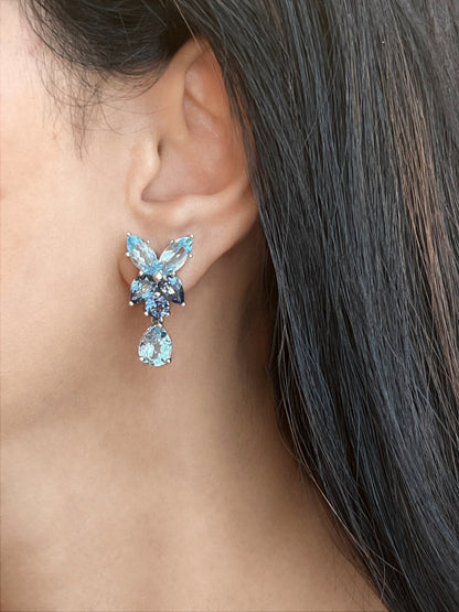 Luxury Cluster Blue Drop Earring
