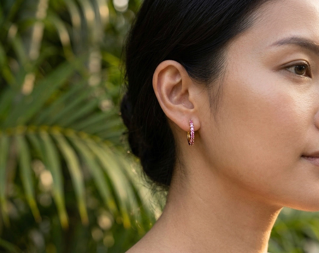 Haspiera Pink Sapphire everyday hoops