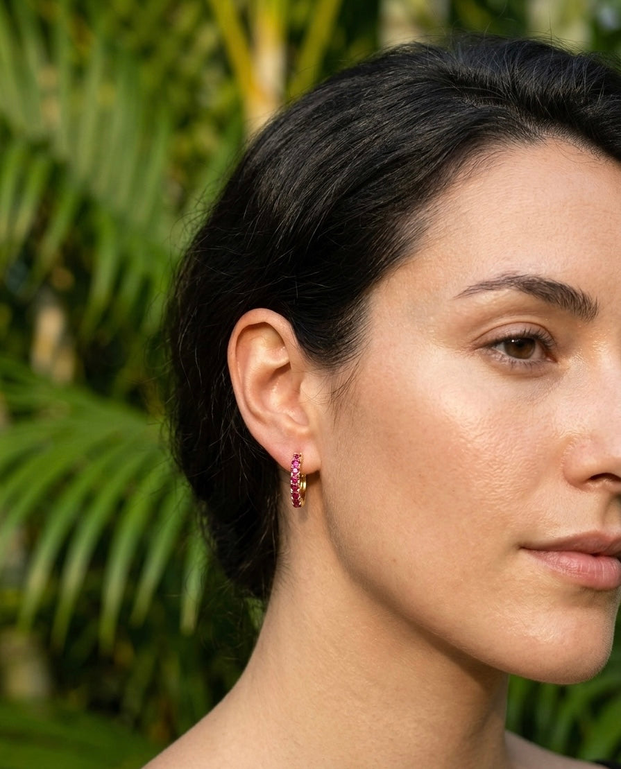 Haspiera Ruby gemstone everyday hoops