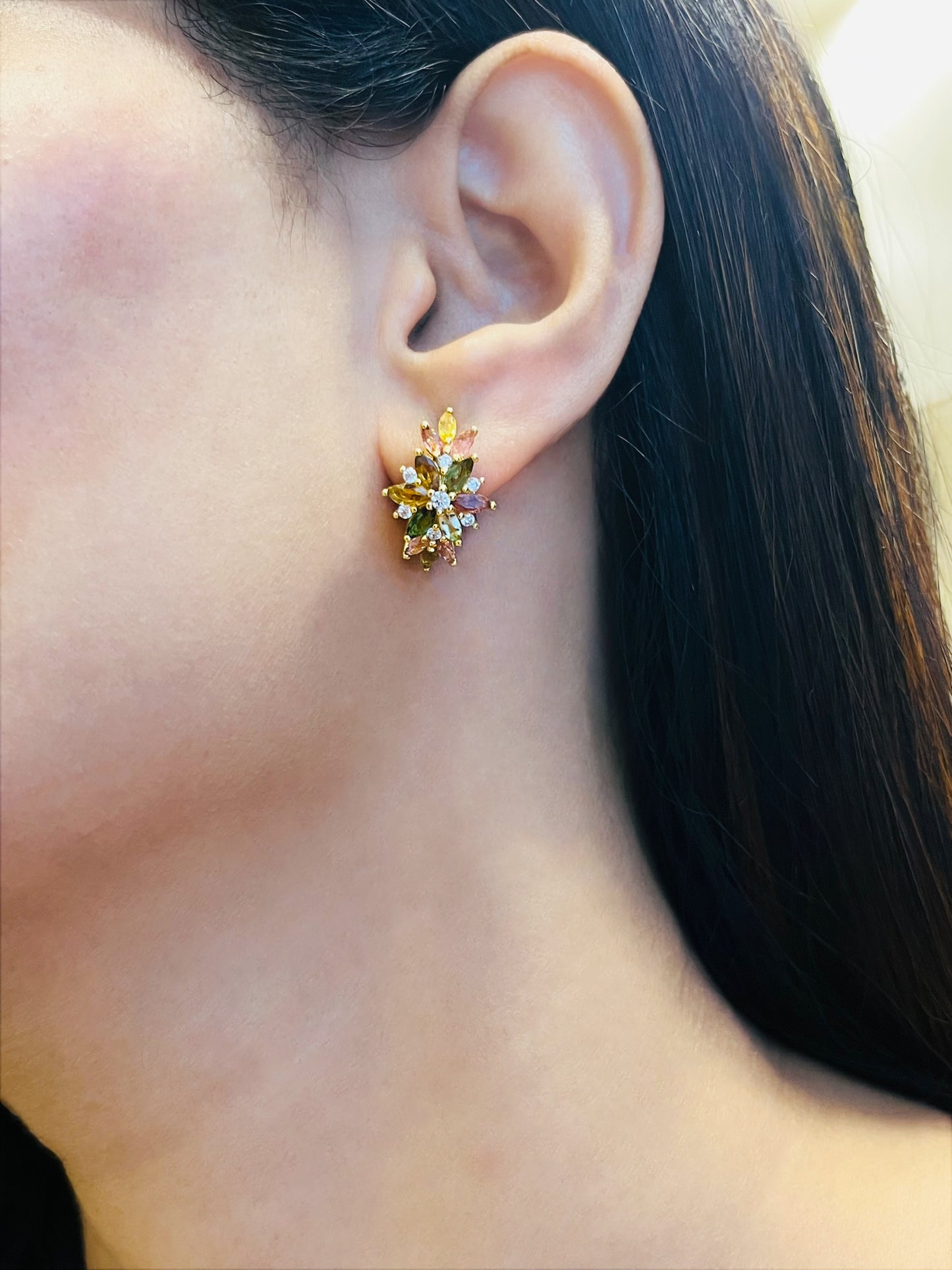 Multicolour Natural Gemstone Hoops