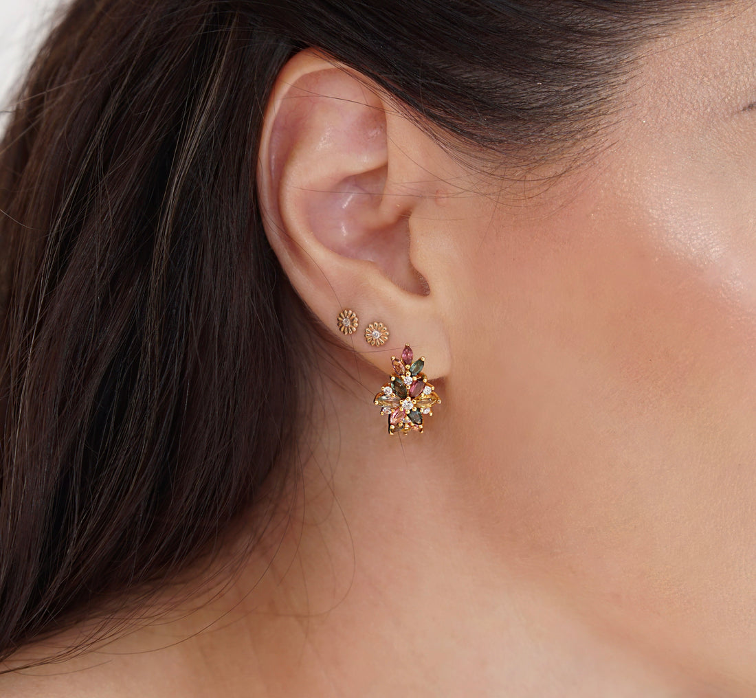 Haspiera Multicolour Petal Cluster Earrings