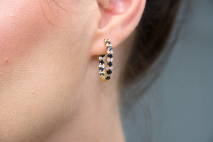 Haspiera Elegant Sapphire and CZ Hoops Earrings
