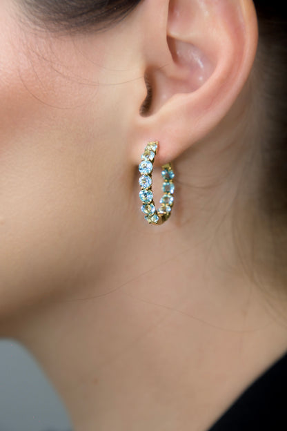Haspiera Sky Blue Topaz Statement Hoops Earrings