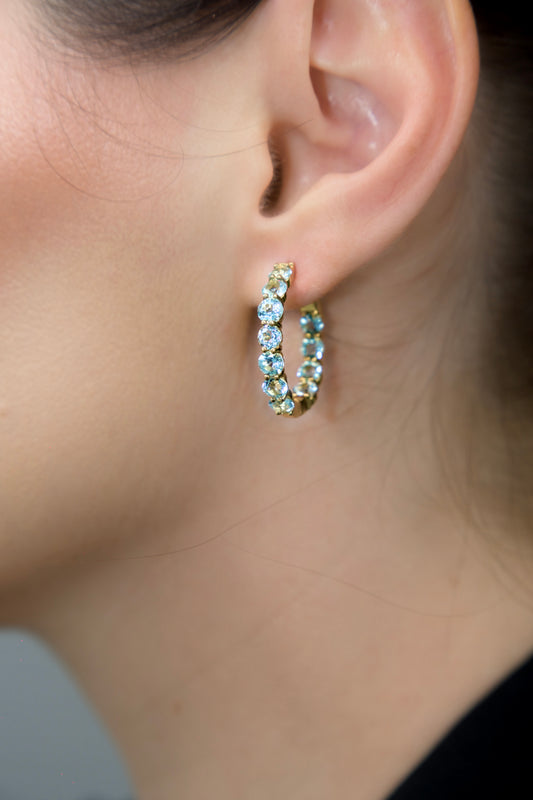 Haspiera Sky Blue Topaz Statement Hoops Earrings