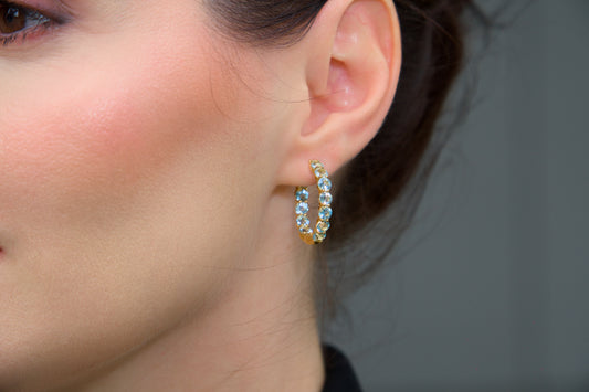 Haspiera Sky Blue Topaz Statement Hoops Earrings