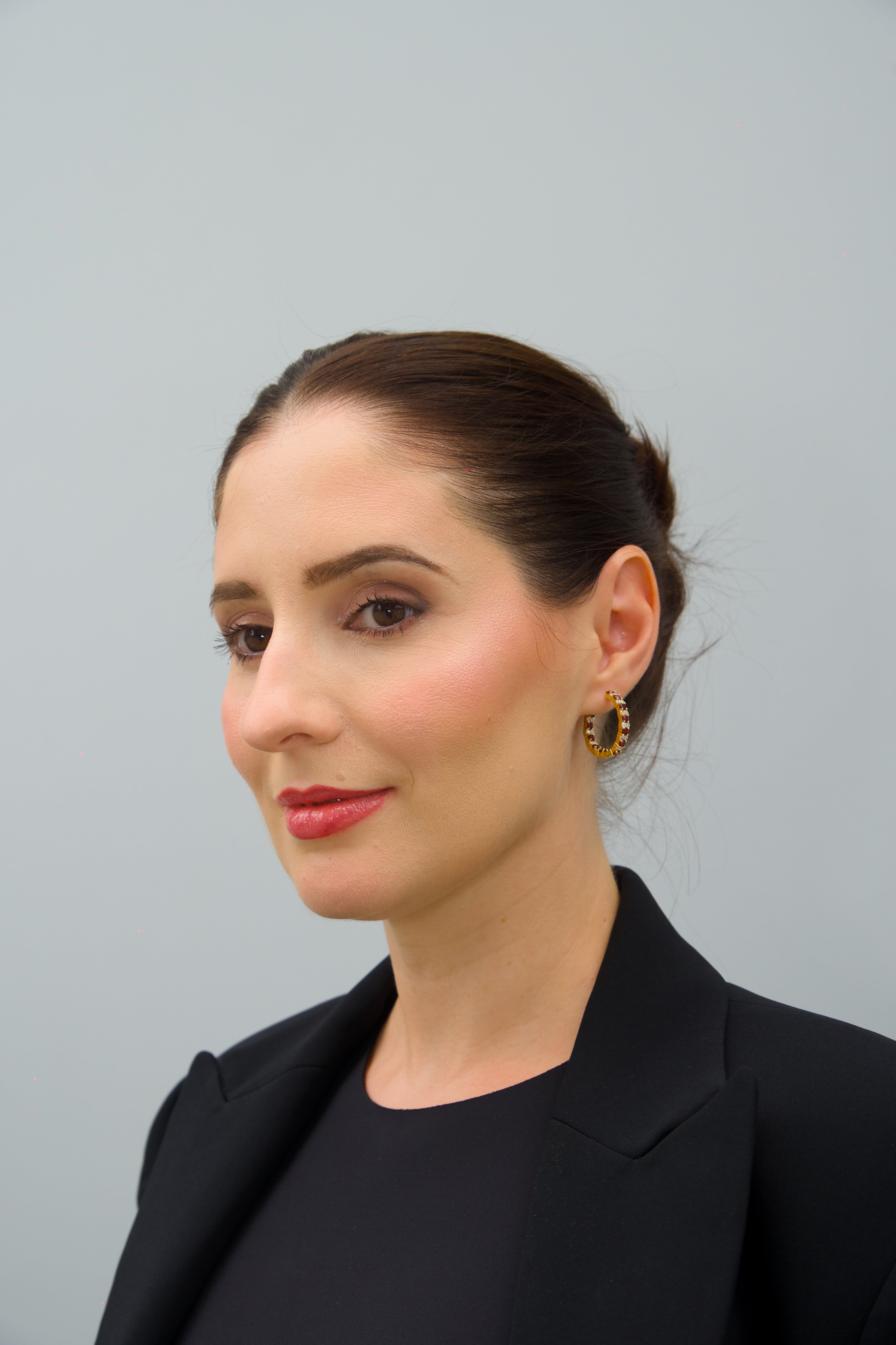 Haspiera Rhodolite and Cubic Zirconia Hoop Earrings