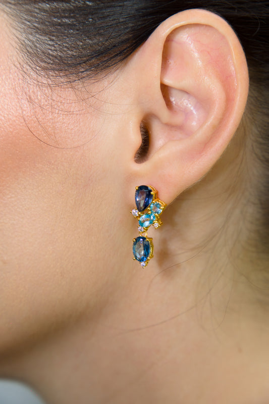 Haspiera Lustrie Blue Cluster Earrings