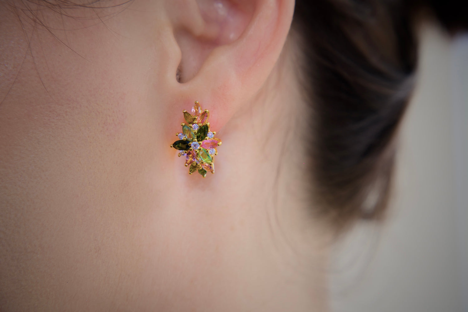 Haspiera Multicolour Petal Cluster Earrings