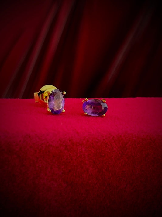 Amethyst Stud earring - front view of earring