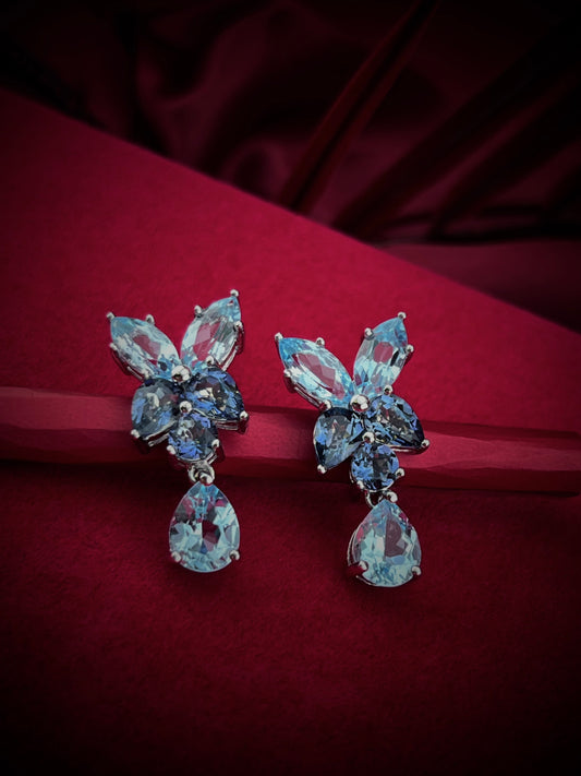 Luxury Cluster Blue Drop Earring