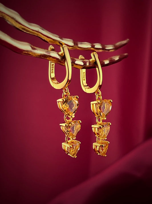 Yellow Heart Citrine Dangle Earring