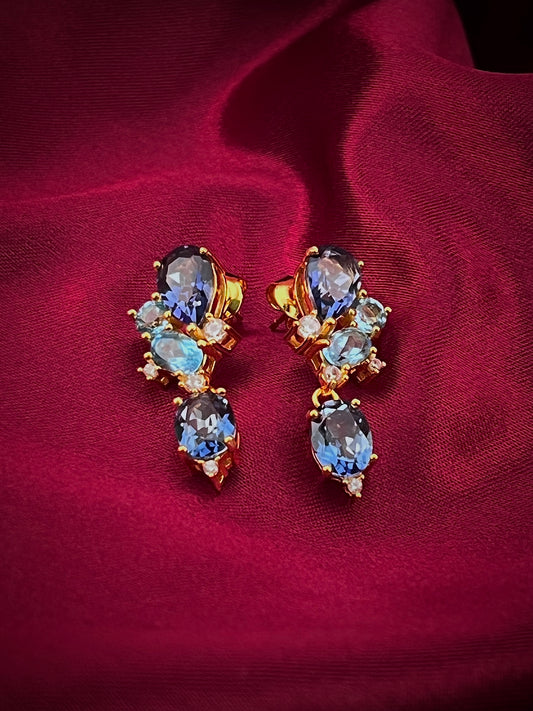 Blue Orchid Earring Front View