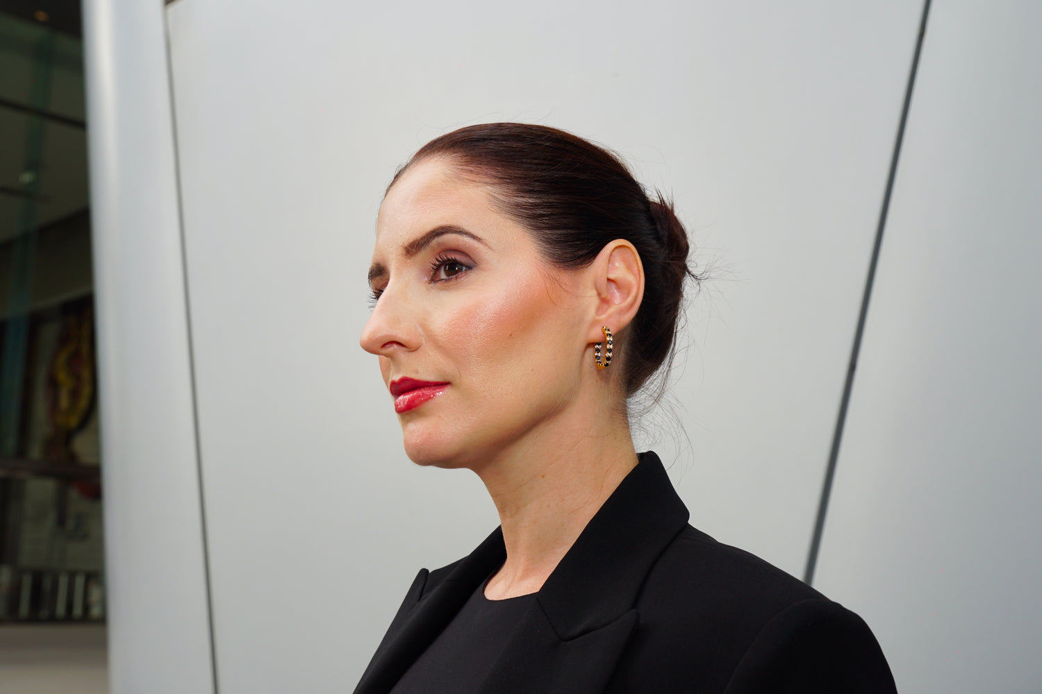 Haspiera Elegant Sapphire and CZ Hoops Earrings