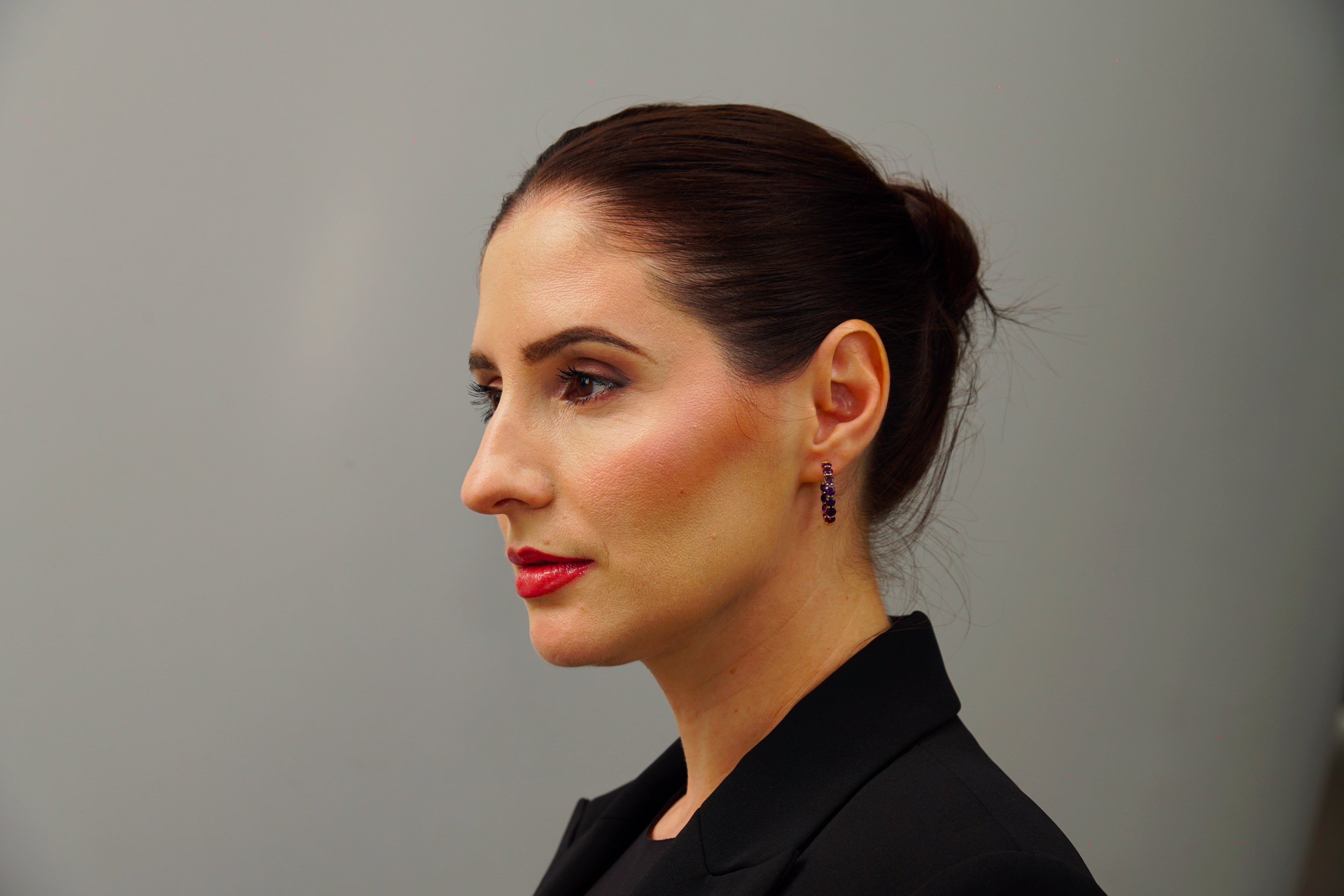 Haspiera Amethyst Hoop Earrings Demi-Fine Gemstone Hoops