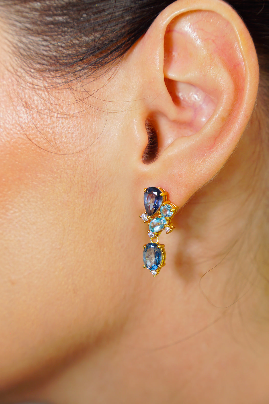 Haspiera Lustrie Blue Cluster Earrings