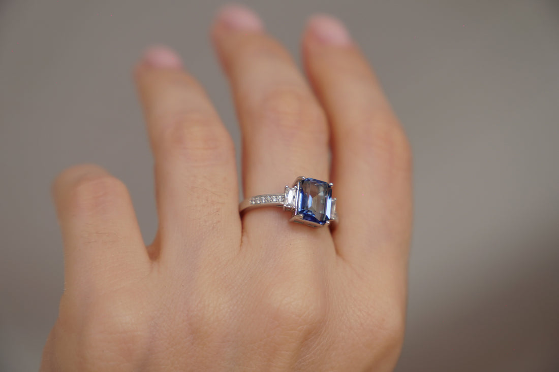 Blue Baguette Ring