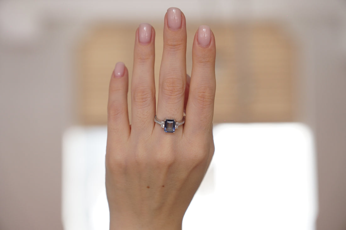 Blue Baguette Ring