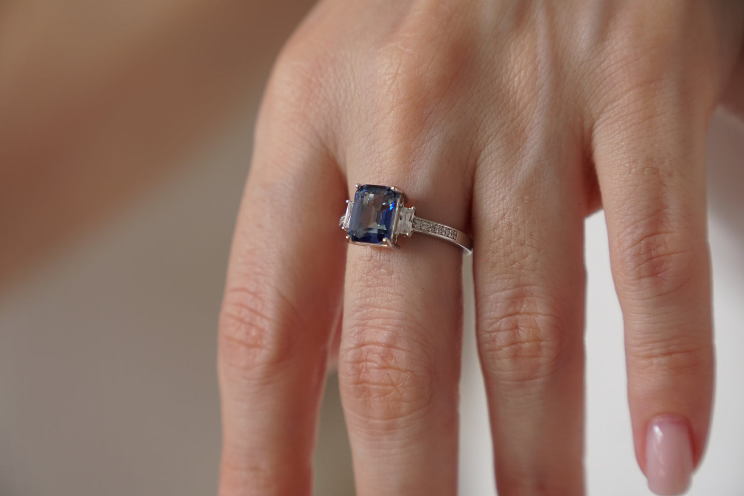 Blue Baguette Ring