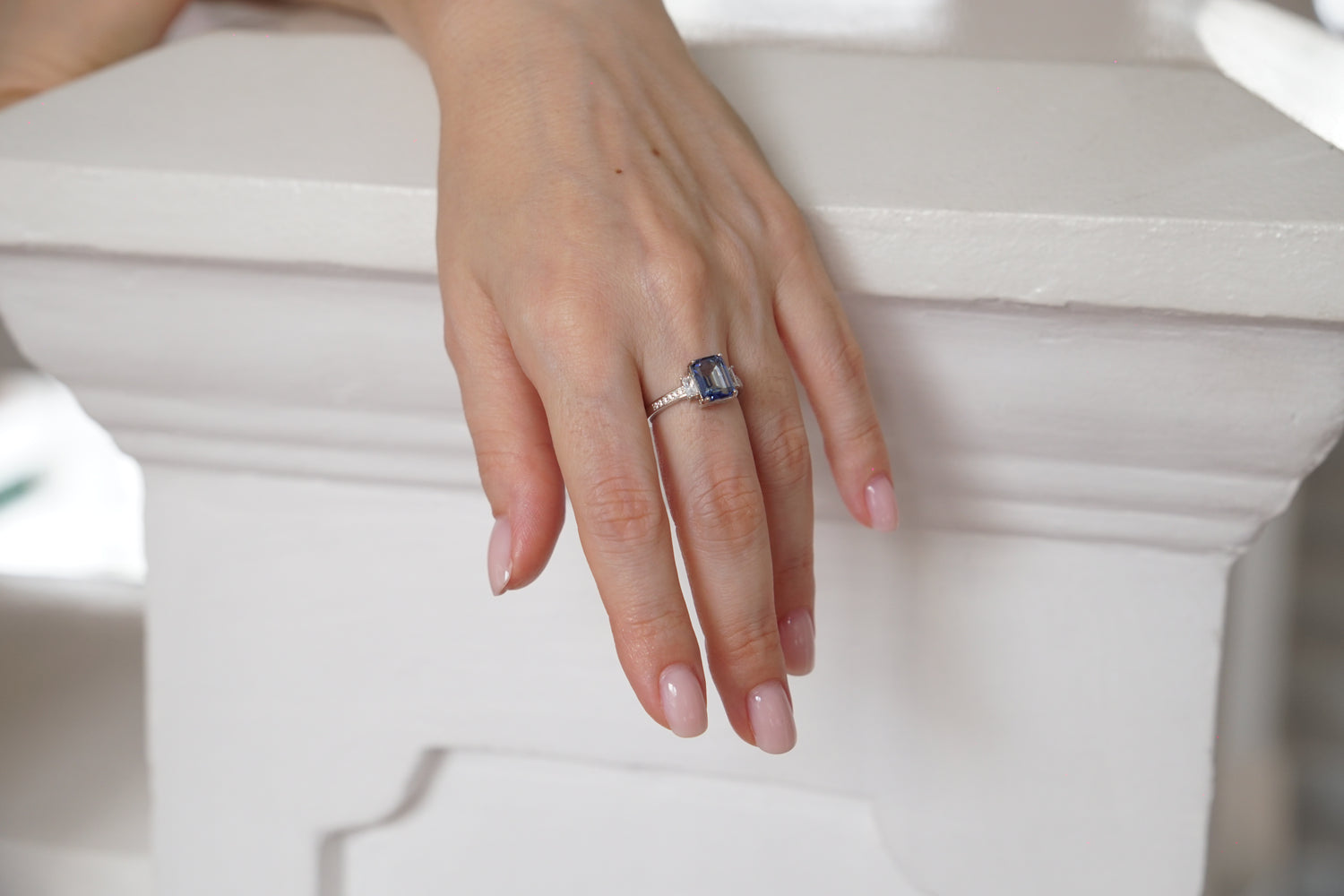 Blue Baguette Ring
