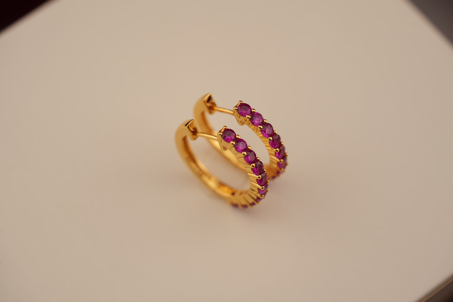 Haspiera Ruby gemstone everyday hoops