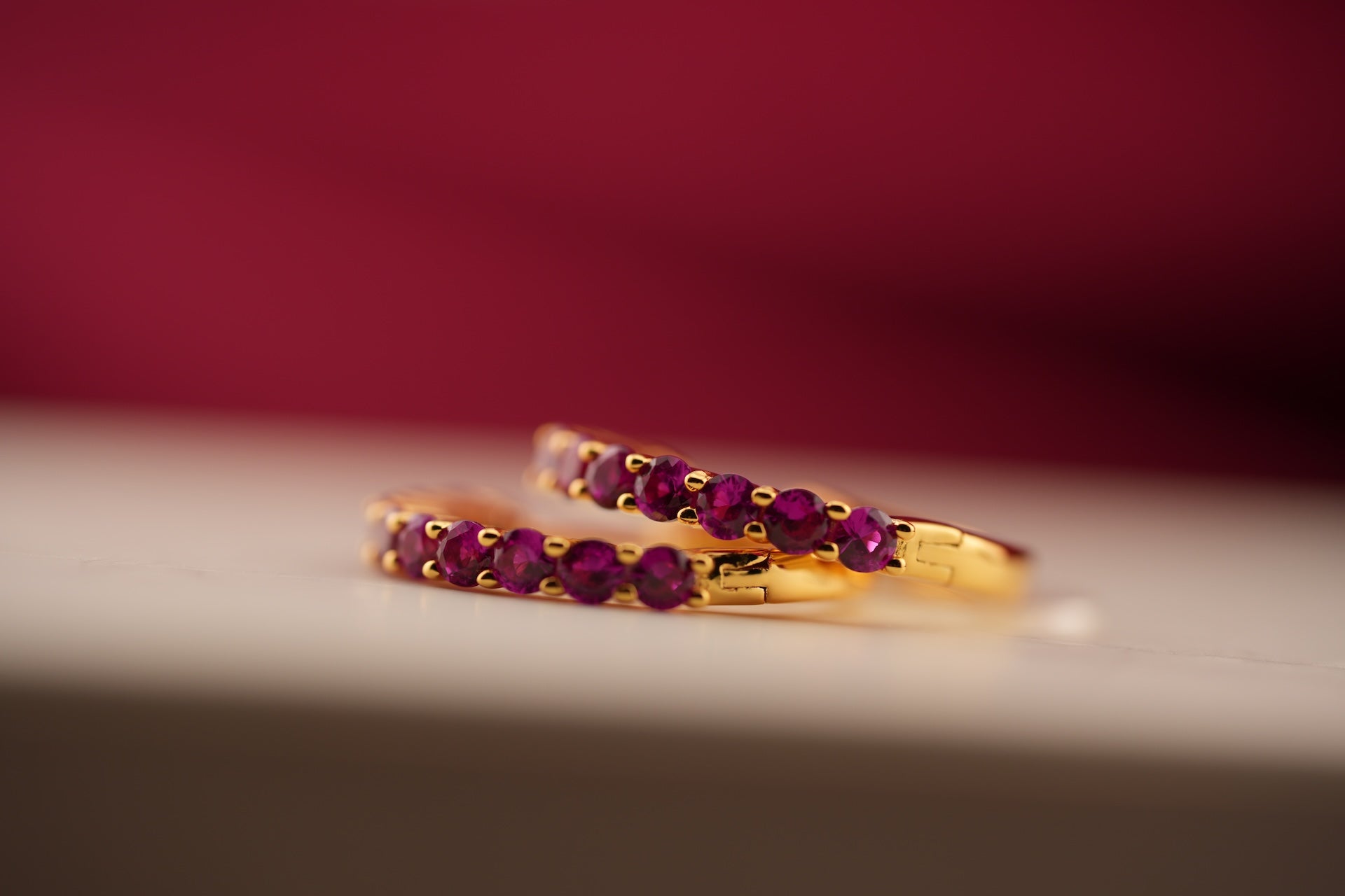 Haspiera Ruby gemstone everyday hoops