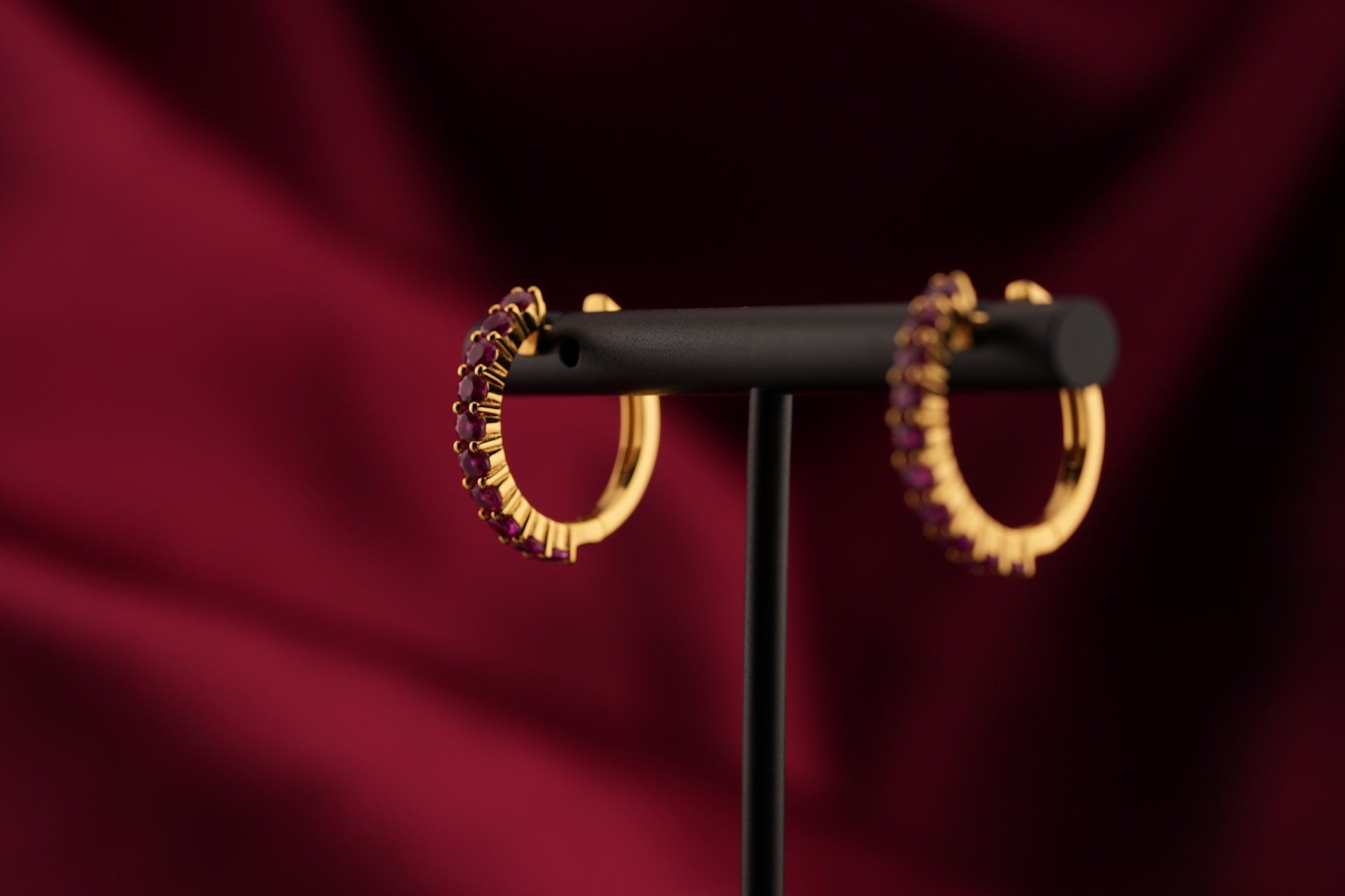 Haspiera Ruby gemstone everyday hoops
