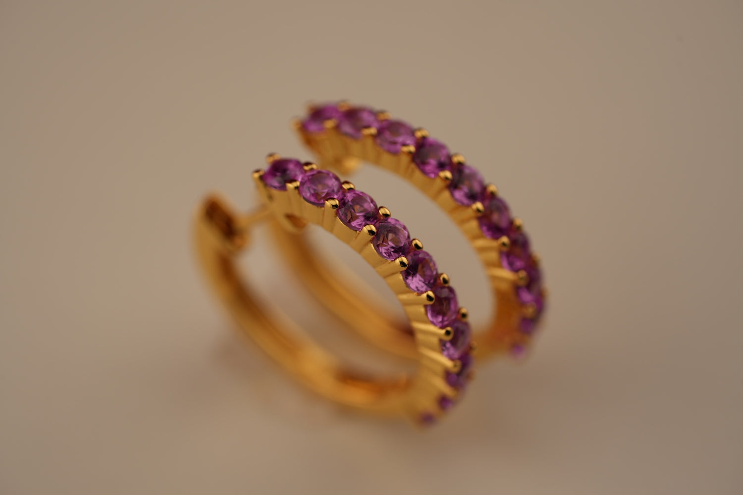 Haspiera Pink Sapphire everyday hoops