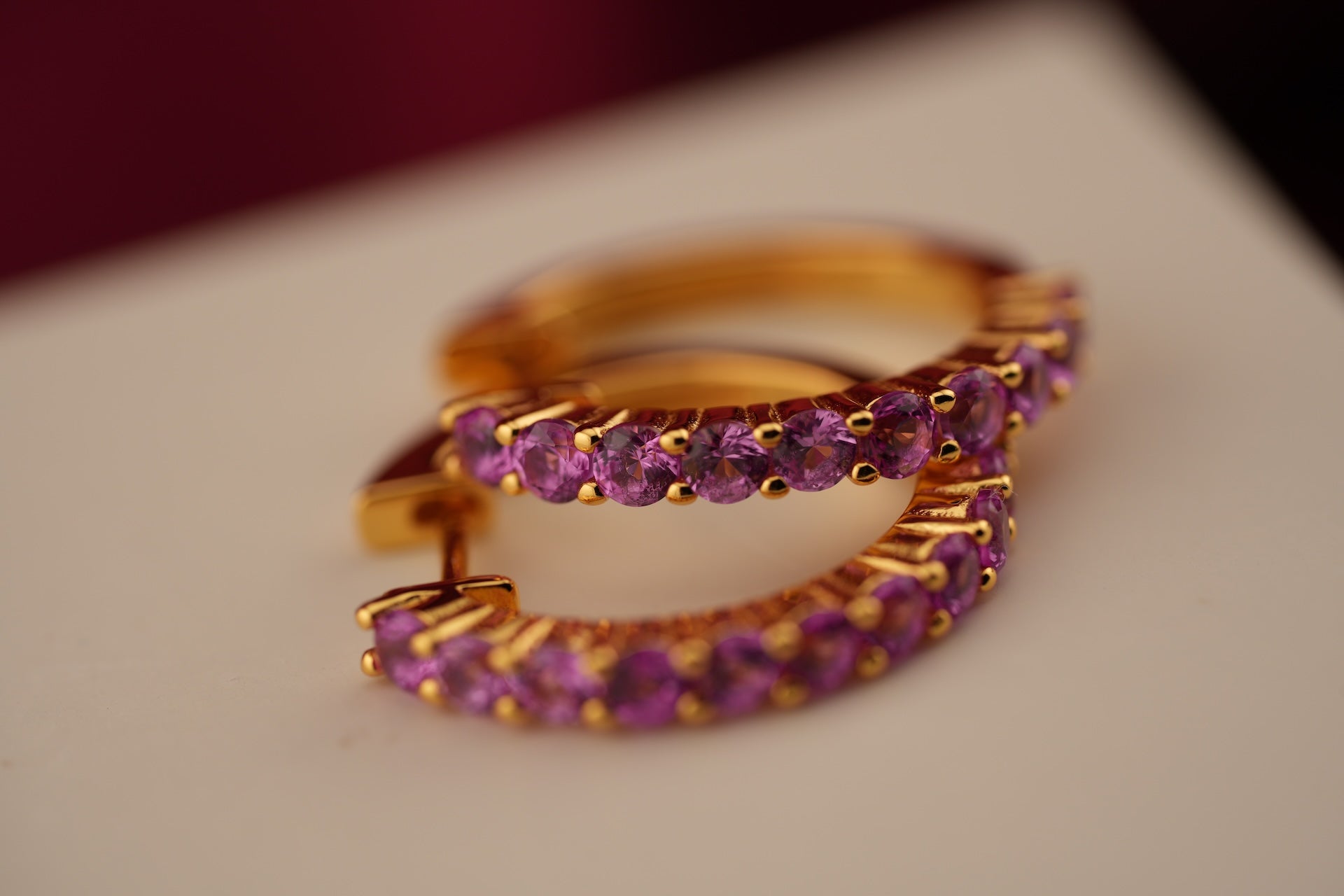 Haspiera Pink Sapphire everyday hoops