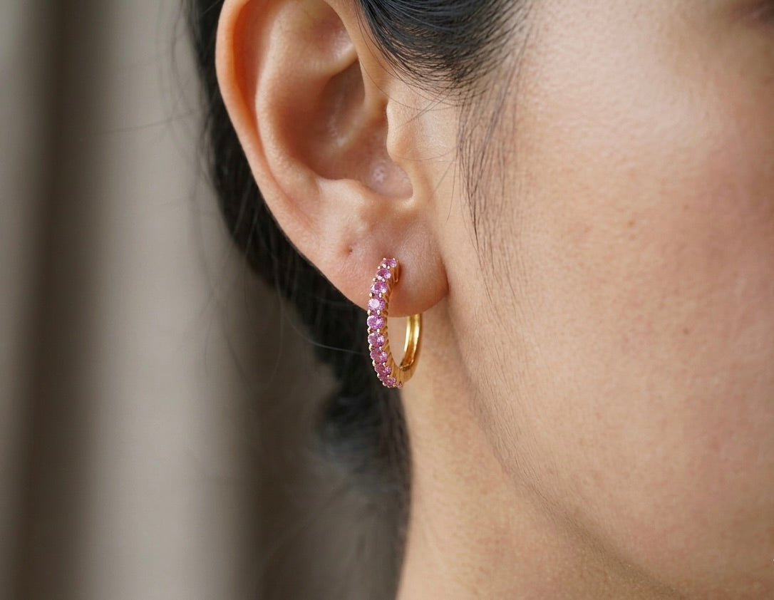 Haspiera Pink Sapphire everyday hoops