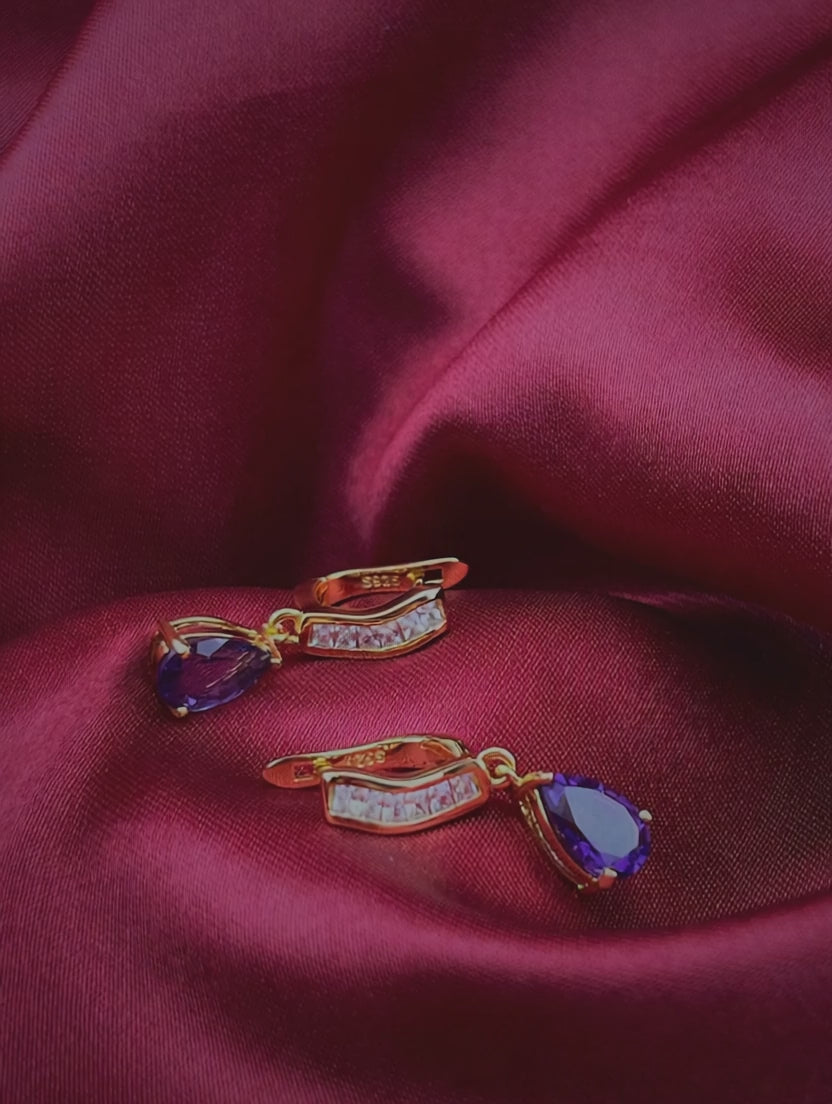 Haspiera Petite Purple Drop Earrings Gemstone Drops