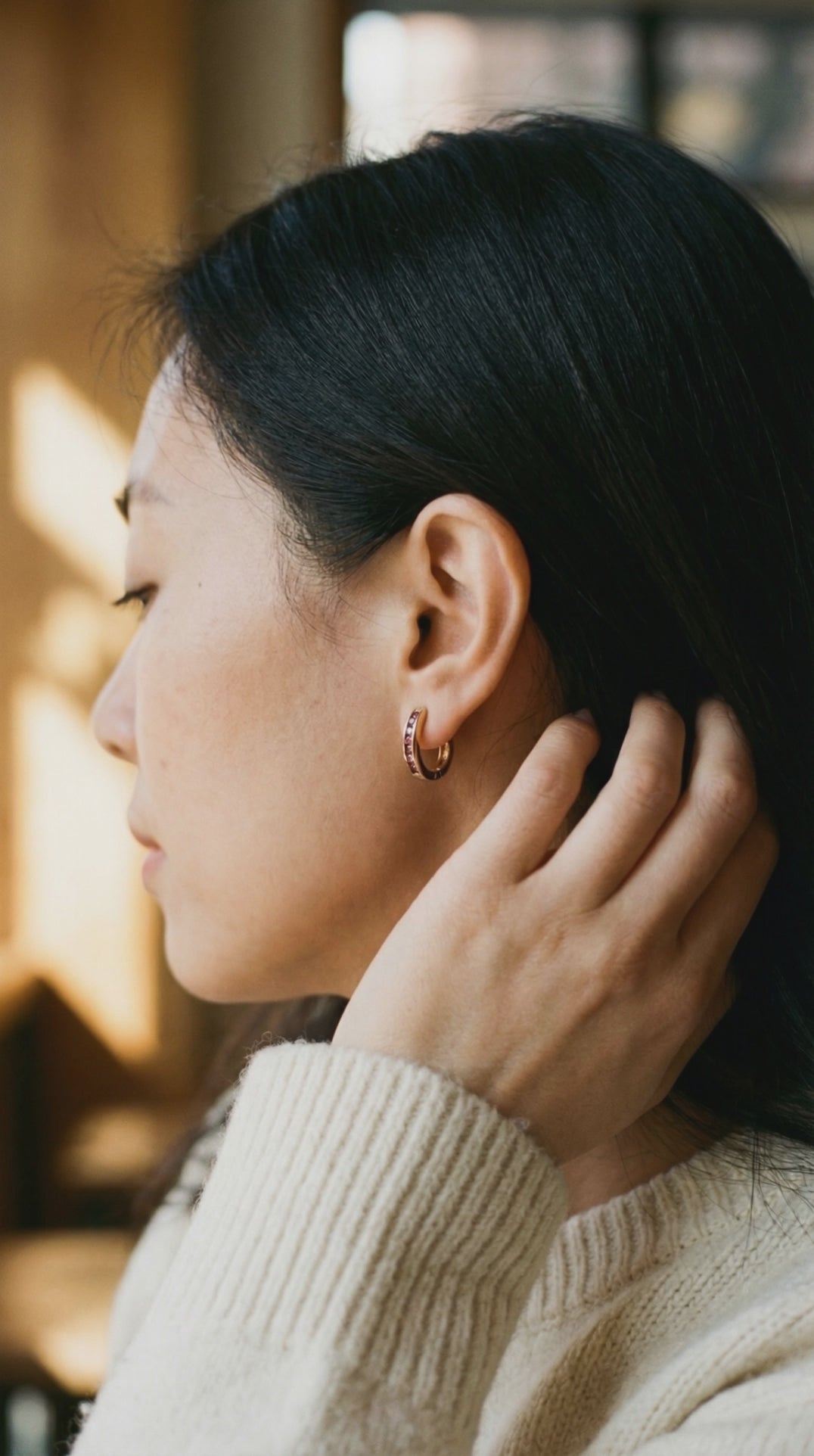 Shop rhodolite huggie earrings